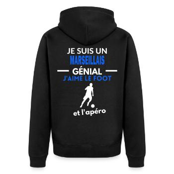 génial foot phrase drôle apéro MARSEILLAIS - Veste à capuche bio Premium Unisexe - noir - Dos - Nico (187cm)
