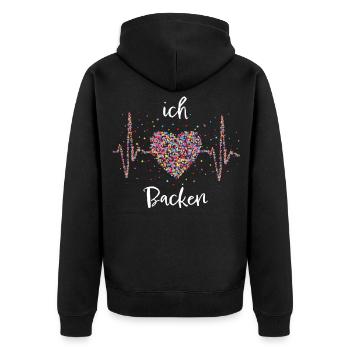Backen Herzschlag Bäckerin Konditorin - Unisex Premium Bio Zip Hoodie - Schwarz - Hinten - Nico (187cm)