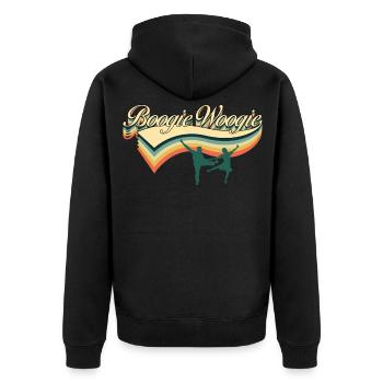 Boogie Woogie Retro Spruch Boogie-Woogie - Unisex Premium Bio Zip Hoodie - Schwarz - Hinten - Nico (187cm)