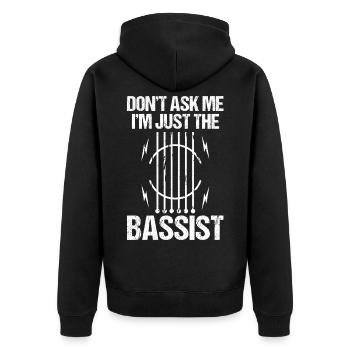 Musiker Musik Gitarrist Musik Bassist Bassist - Unisex Premium Bio Zip Hoodie - Schwarz - Hinten - Nico (187cm)