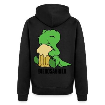 Bierosaurier Dino Dinosaurier T Rex Biertrinker Sa - Unisex Premium Bio Zip Hoodie - Schwarz - Hinten - Nico (187cm)