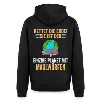 Umweltschutz Tierschutz Maulwürfe Maulwurf - Unisex Premium Bio Zip Hoodie - Schwarz - Hinten - Nico (187cm)
