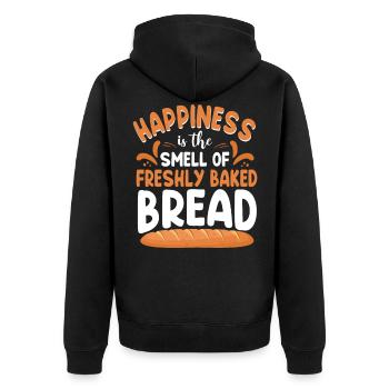 Bake Baking Bread Happiness Is The - Unisex Premium Organic Zip Hoodie - black - Back - Nico (187cm)