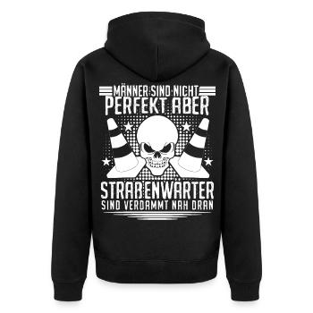 Straßenwärter lustig Straßenmeisterei - Unisex Premium Bio Zip Hoodie - Schwarz - Hinten - Nico (187cm)