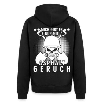 Straßenwärter Asphalt Straßenmeisterei - Unisex Premium Bio Zip Hoodie - Schwarz - Hinten - Nico (187cm)