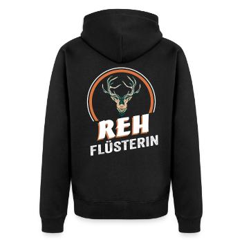 Reh Flüsterin - Unisex Premium Bio Zip Hoodie - Schwarz - Hinten - Nico (187cm)