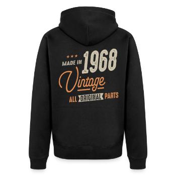 1968 Vintage Original Parts - 54th birthday Retro - Unisex Premium Organic Zip Hoodie - black - Back - Nico (187cm)