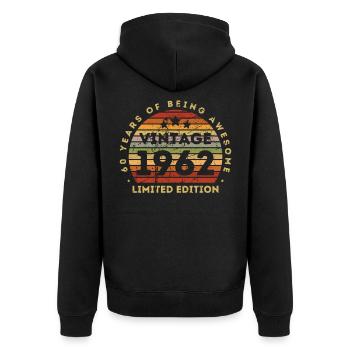 60e anniversaire 60 ans né en 1962 - Veste à capuche bio Premium Unisexe - noir - Dos - Nico (187cm)