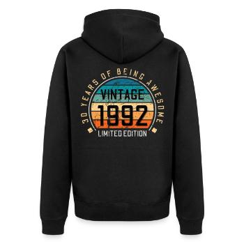 30e anniversaire 30 ans né en 1992 - Veste à capuche bio Premium Unisexe - noir - Dos - Nico (187cm)