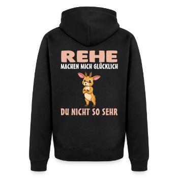 Rehe Wald Reh - Unisex Premium Bio Zip Hoodie - Schwarz - Hinten - Nico (187cm)