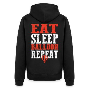 Eat Sleep Balloon Repeat - Unisex Premium Bio Zip Hoodie - Schwarz - Hinten - Nico (187cm)
