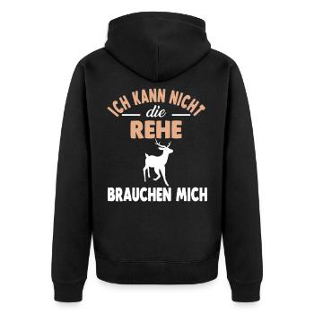 Wald Waldbewohner Reh - Unisex Premium Bio Zip Hoodie - Schwarz - Hinten - Nico (187cm)