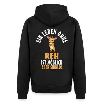 Rehliebhaber Reh - Unisex Premium Bio Zip Hoodie - Schwarz - Hinten - Nico (187cm)