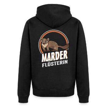 Marder Flüsterin - Unisex Premium Bio Zip Hoodie - Schwarz - Hinten - Nico (187cm)