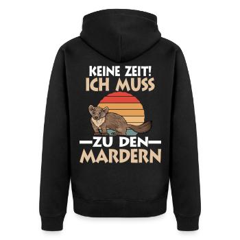 Marder - Unisex Premium Bio Zip Hoodie - Schwarz - Hinten - Nico (187cm)