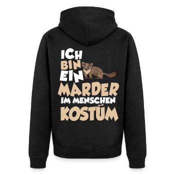 Marder Menschen Kostüm - Unisex Premium Bio Zip Hoodie - Schwarz - Hinten - Nico (187cm)
