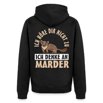 Marder - Unisex Premium Bio Zip Hoodie - Schwarz - Hinten - Nico (187cm)