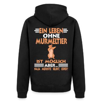 Nagetier Dabbing Murmeltier - Unisex Premium Bio Zip Hoodie - Schwarz - Hinten - Nico (187cm)
