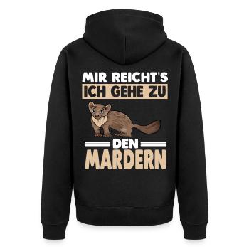 Marder - Unisex Premium Bio Zip Hoodie - Schwarz - Hinten - Nico (187cm)