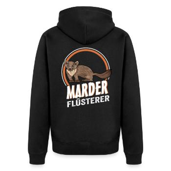 Marder Flüsterer - Unisex Premium Bio Zip Hoodie - Schwarz - Hinten - Nico (187cm)