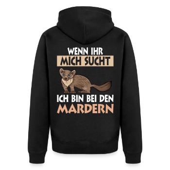 Marder - Unisex Premium Bio Zip Hoodie - Schwarz - Hinten - Nico (187cm)