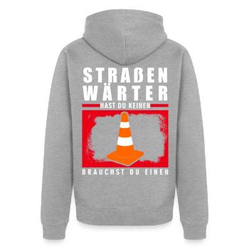 Straßenwärter Witz Straßenmeisterei - Unisex Premium Bio Zip Hoodie - Grau meliert - Hinten - Nico (187cm)