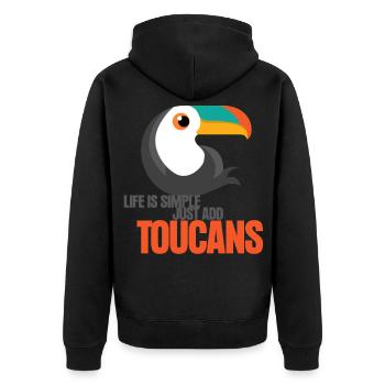 Tukan Toucans niedliche Tukane - Unisex Premium Bio Zip Hoodie - Schwarz - Hinten - Nico (187cm)