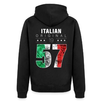 Italian Original 1957 65 birthday Italy flag - Unisex Premium Organic Zip Hoodie - black - Back - Nico (187cm)