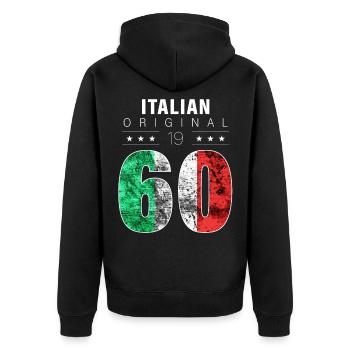 Italian Original 1960 62 Birthday Italy Flag - Unisex Premium Organic Zip Hoodie - black - Back - Nico (187cm)