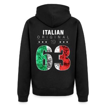 Italian Original 1963 59 birthday Italy flag - Unisex Premium Organic Zip Hoodie - black - Back - Nico (187cm)
