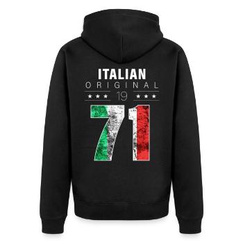 Italian Original 1971 51 Birthday Italy Flag - Unisex Premium Organic Zip Hoodie - black - Back - Nico (187cm)