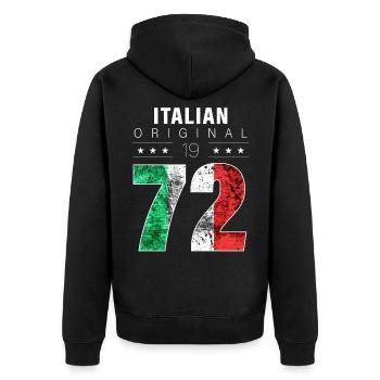 Italian Original 1972 50 Birthday Italy Flag - Unisex Premium Organic Zip Hoodie - black - Back - Nico (187cm)