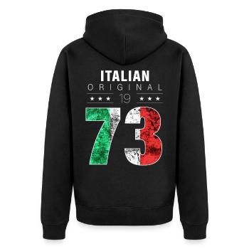 Italian Original 1973 49 Birthday Italy Flag - Unisex Premium Organic Zip Hoodie - black - Back - Nico (187cm)