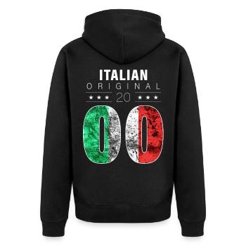 Italian Original 2000 22 Birthday Italy Flag - Unisex Premium Organic Zip Hoodie - black - Back - Nico (187cm)
