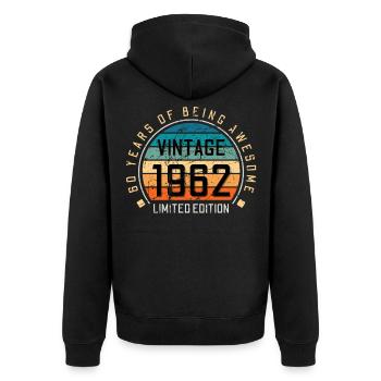 60e anniversaire 60 ans né en 1962 - Veste à capuche bio Premium Unisexe - noir - Dos - Nico (187cm)