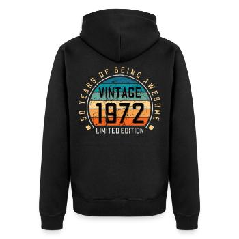 50e anniversaire 50 ans né en 1972 - Veste à capuche bio Premium Unisexe - noir - Dos - Nico (187cm)