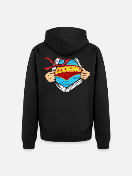 Cooking Cook Superhero Kitchen - Unisex Premium Organic Zip Hoodie - black