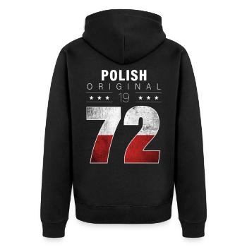 Polish Original 1972 50 Geburtstag Polen Flagge - Unisex Premium Bio Zip Hoodie - Schwarz - Hinten - Nico (187cm)