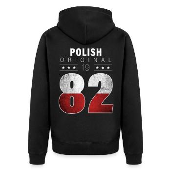 Polish Original 1982 40 Geburtstag Polen Flagge - Unisex Premium Bio Zip Hoodie - Schwarz - Hinten - Nico (187cm)