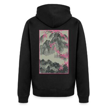 Sakura Fleur de cerisier japonais Hanami Japon Cadeau - Veste à capuche bio Premium Unisexe - noir - Dos - Nico (187cm)