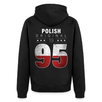Polish Original 1995 27 Geburtstag Polen Flagge - Unisex Premium Bio Zip Hoodie - Schwarz - Hinten - Nico (187cm)