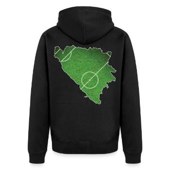 bosnien und herzegowina Fussball Fussballplatz Mei - Unisex Premium Bio Zip Hoodie - Schwarz - Hinten - Nico (187cm)
