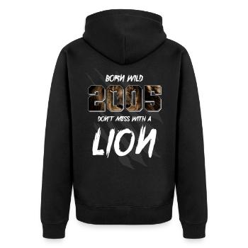 Born Wild 2005 Born 2005 17th birthday Lion - Unisex Premium Organic Zip Hoodie - black - Back - Nico (187cm)