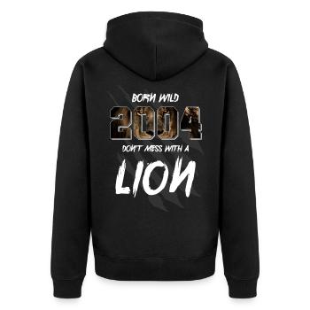 Born Wild 2004 Vintage 2004 18th birthday Löwen - Unisex Premium Organic Zip Hoodie - black - Back - Nico (187cm)