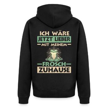 Frosch Frösche - Unisex Premium Bio Zip Hoodie - Schwarz - Hinten - Nico (187cm)
