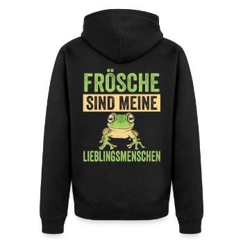 Frösche Frosch - Unisex Premium Bio Zip Hoodie - Schwarz - Hinten - Nico (187cm)