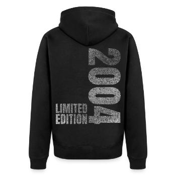 2004 Limited Edition - Unisex Premium Bio Zip Hoodie - Schwarz - Hinten - Nico (187cm)