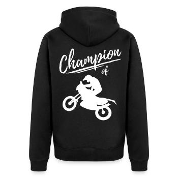 Champion of Motorcross - Enduro Motorcycle - Unisex Premium Organic Zip Hoodie - black - Back - Nico (187cm)