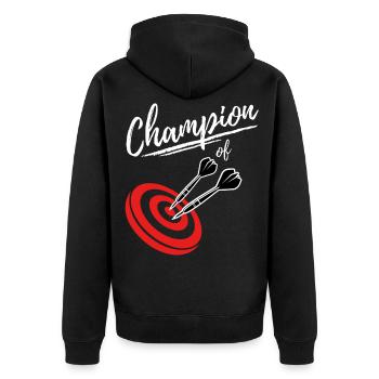 Champion of Darts - Cool Darts Player - Unisex Premium Organic Zip Hoodie - black - Back - Nico (187cm)