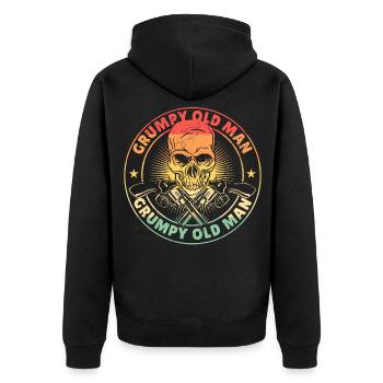 Opa Rentner Grumpy Old Man Mürrisch Großvater - Unisex Premium Bio Zip Hoodie - Schwarz - Hinten - Nico (187cm)